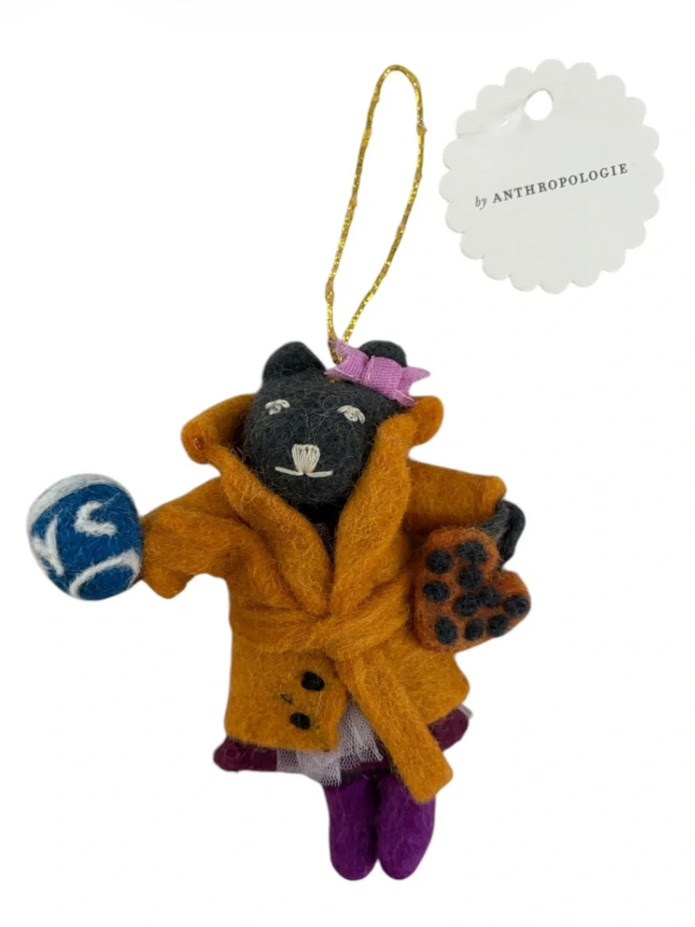 ANTHROPOLOGIE➕NYC Cat Travel Felt Ornament NWT